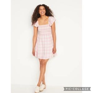 Old Navy gingham mini dress pink